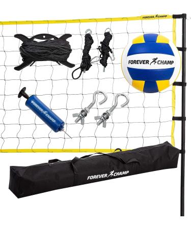 Forever Champ Volleyball Net System with Regulation Size Net, PU Volleyball, Steel Poles & Pump - Ideal for Backyard, Beach, or Pool - Buy Online on GoSupps.com