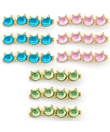 9 Pcs Cat Hair Clips Cute Metal Glitter Crystal Cat Hairpin Fashion Sweet Kitty Barrettes  Gifts for Women Girls