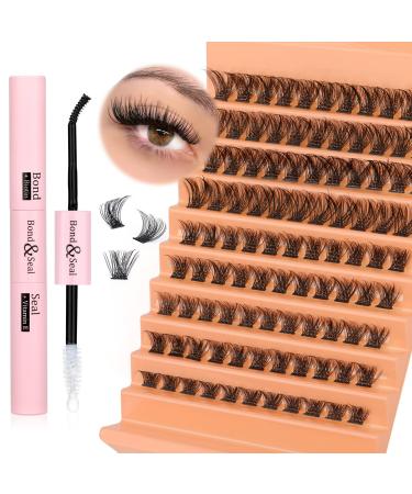 DIY Lash Extension Kit  Lash Clusters 108pcs with Strong Hold Lash Bond and Seal Eyelash Extension Kit at Home DIY Lash Clusters Kit for Self Application by Yawamica K01-8-16MM