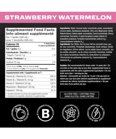 PRIME Hydration STRAWBERRY WATERMELON | Sports Drinks | Electrolyte Enhanced for Ultimate Hydration | 10% Coconut Water | B Vitamins | Antioxidants | 2g Of Sugar | 500mL | 12 Pack - Buy Online on GoSupps.com