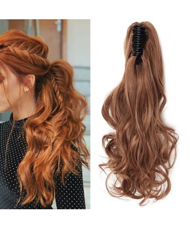 Claw on ponytail clip in extensions hair extension clip in ponytail hair part one piece hair part like real hair 45cm wavy light Auburn 45 cm light Auburn - Buy Online on GoSupps.com