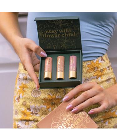 Poppy & Pout Natural Lip Tints Trio - Beeswax, Vitamin E, Coconut Oil - Cruelty Free - Buy Online on GoSupps.com