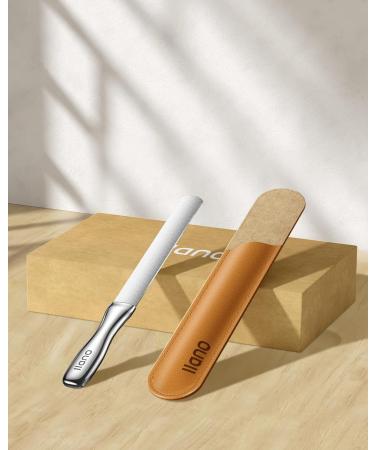 Llano Stainless Steel Nail File Set with Leather Case - Professional Grade Double Sided Fingernail and Toenail Files for Natural, Thick Nails - Ideal for Women, Men, and Seniors - Buy Online on GoSupps.com