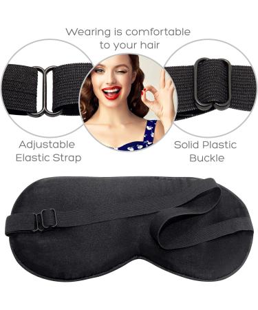 Natural Blackout Silk Sleep Mask - Organic Silk Eye Mask for Sleeping - Blindfold Sleeping Mask For Women - Ultra Soft Black Slip Face Mask with Elastic Adjustable Strap and Pouch - Buy Online on GoSupps.com