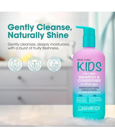 GIOVANNI Eco Chic Kids 2 in 1 Shampoo & Conditioner - Vegan Gentle Formula for All Hair Types - 16.4 Fl Oz - Best Kids Shampoo & Conditioner - Buy Online on GoSupps.com