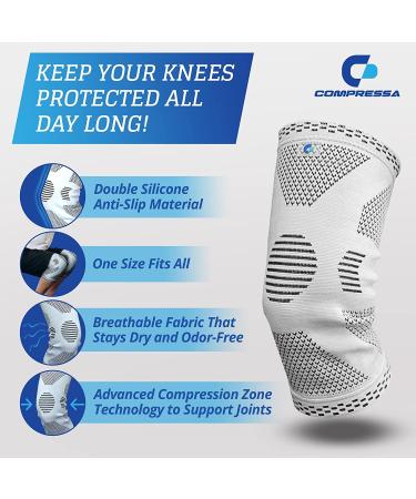 Compressa Knee Compression Sleeve for Women & Men Premium Knee Brace for Pain Relief, Arthritis, Injury Recovery | Non-Slip Support for Muscle Recovery & Joint Pain - Buy Online on GoSupps.com