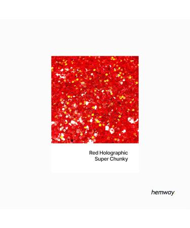 Hemway Eco-Friendly Biodegradable Glitter 100g - Vegan Safe Sparkle for Face Eyes Body Hair & Nails | Red Holographic 3mm - International Shipping Available - Buy Online on GoSupps.com