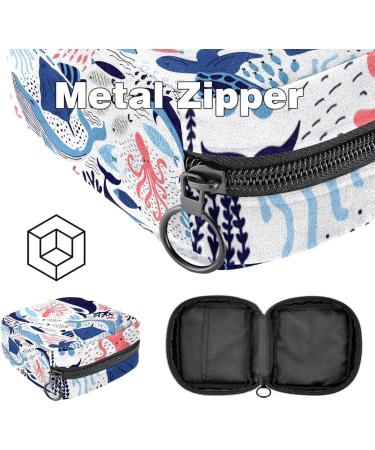 Eco-Friendly Menstrual Pad Bag - Marine Life Cartoon for Women & Girls | Zip Tampon Storage - Sea Turtles Octopus Dolphin & Jellyfish - Buy Online on GoSupps.com