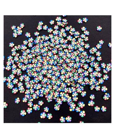 NIANTU108 50g 5mm Rainbow Lucky Flower Slices Polymer Clay Sprinkles for Crafts DIY Phone Nail Art Decoration Crystal Mud Filler Accessories Gift (Color : Flower)