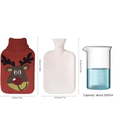 Durable 2L Hot Water Bottle with Reindeer Knitted Cover | Safe & Cozy Christmas Gift | 33x20cm - Buy Online on GoSupps.com