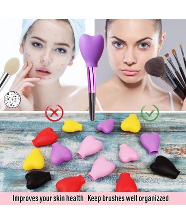 BOUTICOL Silicone Makeup Brush Organizer Cover Set - 15 Pack Reusable Case, Travel Storage, Eyeshadow Holder Guards - Red (3 Sizes) - Buy Online on GoSupps.com