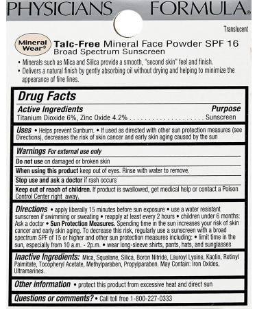 Physicians Formula Mineral Wear Face Powder SPF 16 - Translucent, 0.3 oz | Lightweight, Mineral Makeup - Buy Online on GoSupps.com