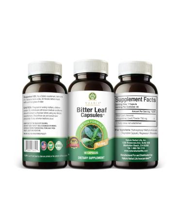 NUABIX Bitter Leaf Capsules. 750mg. (60caps) Wellness Dietary Supplement