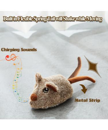 Vealind Rechargeable Cat Toy - Lifelike Mouse with Wagging Tail & Squeak Electronic Mice for Indoor Cats | USB Touch Activated Kitten Toy (Black/Brown) - Buy Online on GoSupps.com