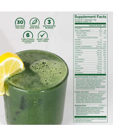 Laird Superfood Prebiotic Daily Greens Powder Essential Vitamins & Minerals - Prebiotic Fiber Adaptogen and Fruits & Vegetables Supports Gut Health Non-GMO Vegan - 14.8 oz Bag Pack of 1 14.8 Ounce (Pack of 1) - Buy Online on GoSupps.com