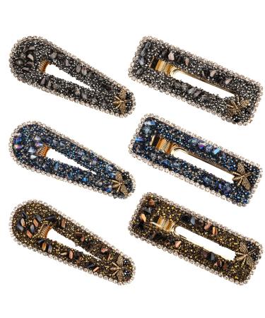6 Pieces Rhinestone Hair Clips Large Alligator Hair Clips Bling Crystal Duckbill Hair Barrettes Non-Slip Metal Hair Pins for Women Girls Daily Party Wedding Hair Accessories