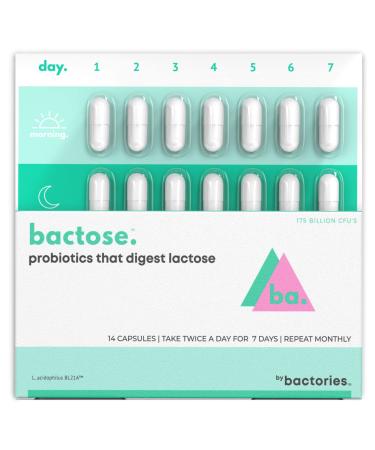 BACTOSE Lactose Intolerance Supplement - Probiotic for Long Term Relief - Produces Lactase Enzymes in The Gut - Works 24/7 to Naturally Break Down Lactose (Take for 7 Days - Repeat Monthly) 1