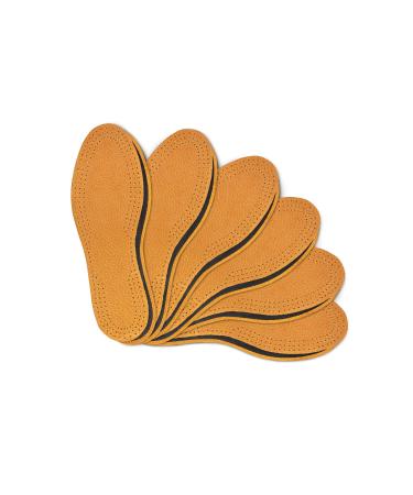 Leather Carbon Set 6 Pair Pack Leather Shoe Insoles for Men and Women with Activated Carbon Underlayer | Replacement Inserts | Kaps (44 EUR / 11 US Men)