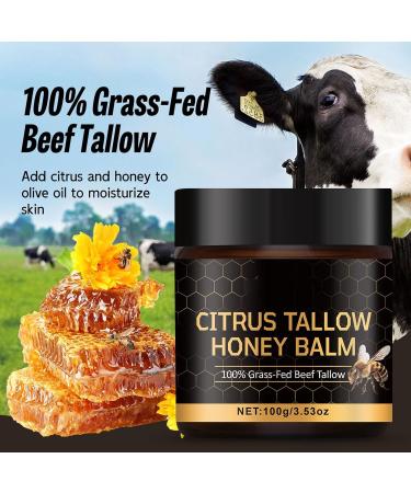 Advanced Citrus Tallow Honey for Skin Organic Grass-Fed Beef Tallow Balm with Raw Honey Skin and Face Moisturizer for Deep Hydration - 3.53 Oz - Buy Online on GoSupps.com