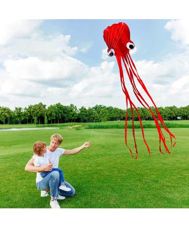 Hengda Kite Octopus Flyer with Long Colorful Tail for Kids - 31 Wide x 157 Long - Large Red Kite - Buy Online on GoSupps.com