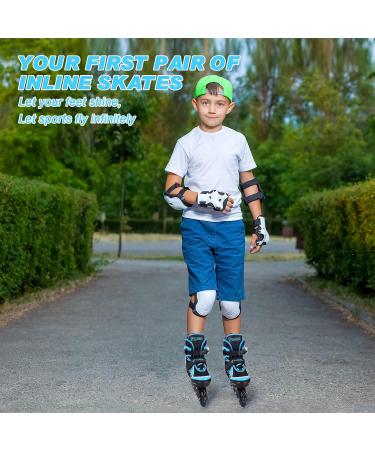 Full Light Up Wheels Inline Skates for Kids - Adjustable Roller Blades for Girls Boys, Toddler to Adult Sizes - Indoor Outdoor Skating in Blue - Medium Size (2Y-5Y US) - Buy Online on GoSupps.com