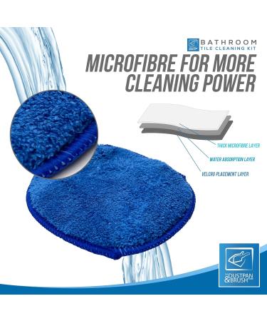 Bathroom Tile Cleaner Brush - Long Handled Scrubber with Replaceable Bristles and Microfibre Pad - Buy Online on GoSupps.com