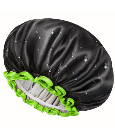 Mikimini Black Shower Hoods for Kids - 2 Pack Double-Layer Waterproof Bathing Hair Caps - Soft Comfortable PEVA Cute Stretchy Design (Black & Green) - Buy Online on GoSupps.com