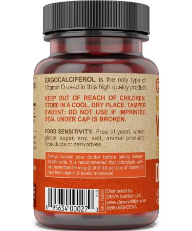 Deva Vegan Vitamins D2 800 IU Ergocalciferol Supplement - 90 Fast Dissolve Tablets - Buy Online on GoSupps.com