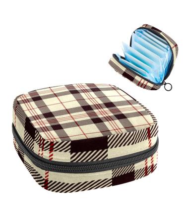 Women's bonds storage pockets Stillpad holder black & beige Scottish plaid plaid Portable period kit bag feminine product bag for women girls color2