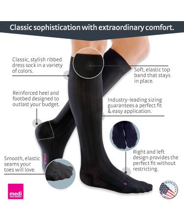 Buy Mediven for Men Classic Calf High Compression Stockings 20-30 mmHg - Closed Toe Leg Circulation Dress Socks for Men - Navy - Superior Leg Support & Comfort - Buy Online on GoSupps.com