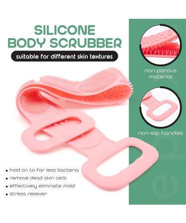 Silicone Body Scrubber & Exfoliating Facial Brush Set - Double Sided Quick Dry Antimicrobial - Perfect for Showering - Pink - Buy Online on GoSupps.com