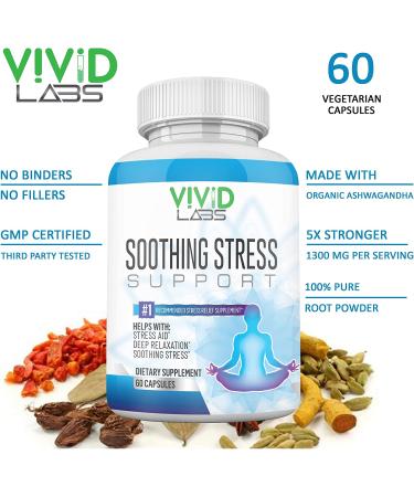 Soothing Stress Natural Calming Support | Promotes Focus & Balanced Emotions | B Vitamins, Magnesium, Ashwagandha, Rhodiola & Chamomile - 60 Capsules - Buy Online on GoSupps.com