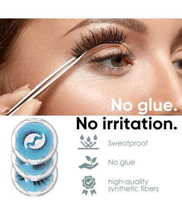 3 Pairs Self-Adhesive Reusable False Eyelashes - Waterproof Lashes - Natural Look - No Glue or Magnets Needed - Buy Online on GoSupps.com
