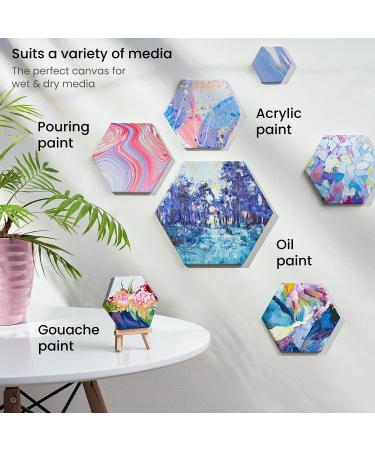 Arteza Hexagonal Blank Canvas Bulk 12 Pack - 2 Stretched Canvas, 100% Cotton, Gesso-Primed for Acrylic Pouring - Art Supplies for Adults - Buy Online on GoSupps.com