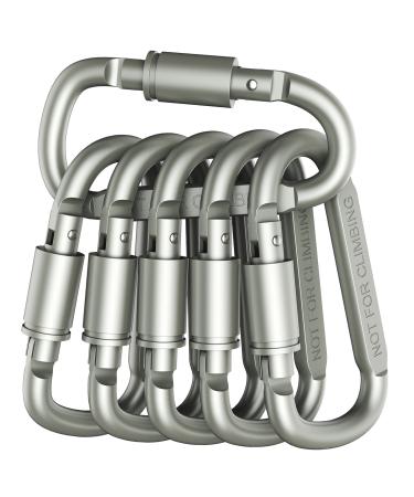 Outmate Aluminum D-Ring Locking Carabiner Light but Strong NOT for Climbing(Pack of 6)