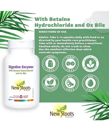 New Roots Herbal Digestive Enzymes with HCL 100 Veg Capsules - Comprehensive Digestive Support Supplement for Men & Women Eases Discomfort Includes Papaya & Lipase Enzymes Pancreatic Function Aid - Buy Online on GoSupps.com