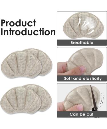 Molain 4 Pairs Self-Adhesive Heel Cushion Inserts - Anti-Slip Shoe Pads for Loose Shoes - Nude Heel Grips for Women and Men - Buy Online on GoSupps.com