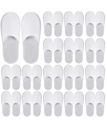 Hestya 36 pairs Spa slippers Multipack disposable shoes for guests Hotel slippers made of velvet white guest shoes with closed tip for women men girl party travel apartment usage