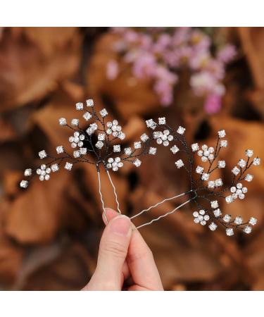 Brishow Silver Pearl Wedding Hair Pins - Elegant Rhinestone Hair Accessories for Women and Girls - Buy Online on GoSupps.com