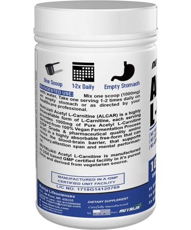 NutriJa Acetyl L-Carnitine (Alcar) 100g - Boost Energy & Metabolism - Buy Online on GoSupps.com
