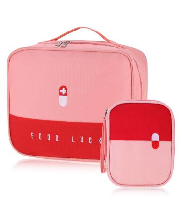Medicine pocket travel pharmacy bag 2stk large capacity waterproof emergency pocket empty first help bag medicine storage bag portable medication pocket for travel home office (pink) - Buy Online on GoSupps.com
