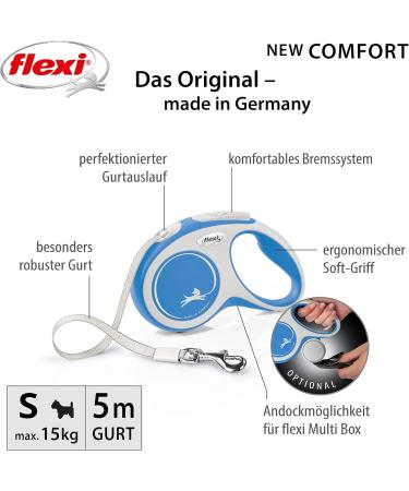 Flexi Kerbl Retractable Dog Leash - Comfort Belt Blue 15kg Capacity 5m Length - Perfect for International Shipping - Buy Online on GoSupps.com