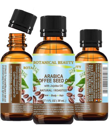 CHATEAU COSMETICS BOTANICAL BEAUTY Arabica Coffee Seed Oil 100% Pure/Natural. For Face Body and Hair. Wrinkle Reducer Anti- Puffiness/Dark Circles Anti Cellulite. 1 oz- 30 ml