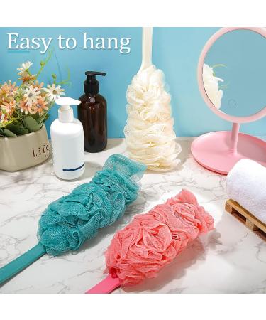9-Piece Long Handled Loofah Body Scrubber Set - Shower Loofah on a Stick for Men, Women, Elderly - Bath Sponge Pouf Brush - Nylon Mesh, 17 Inch - Buy Online on GoSupps.com