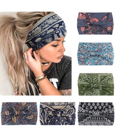 VENUSTE Wide Headbands for Women's Hair Fashion Knotted Head Bands for Adult Women Hair Accessories 6PCS (Boho)