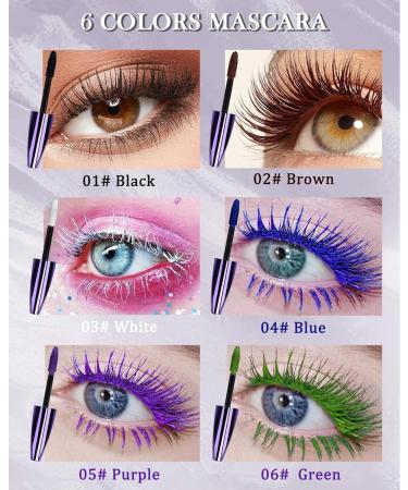 5D Silk Fiber White Mascara for Eyelashes Waterproof Long Lasting Colored Mascara Liquid Lash Extensions Smudge-Proof Volumizing Lengthening Curling Non-clump Color Tubing Mascara Women Makeup Gift - Buy Online on GoSupps.com