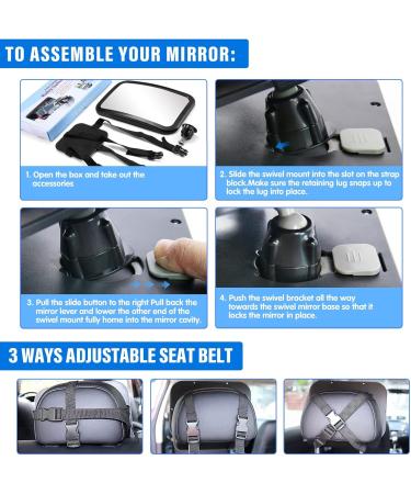 360 Baby Car Mirror - Shatterproof Rear Seat Safety Mirror | Must-Have Baby Essentials & Car Accessories - Buy Online on GoSupps.com