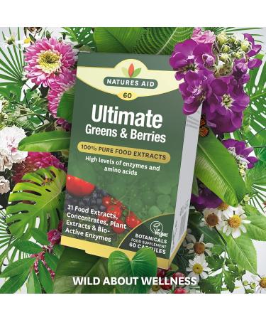 Natures Aid Ultimate Greens & Berries 60 Capsules - Superfood Supplement for Energy and Immunity - Buy Online on GoSupps.com