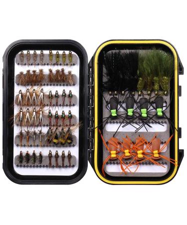 Wifreo Fly Fishing Flies Assortment,Flyfishing Flies Trout,Fly Fishing Gear with Waterproof Fly Box,Fly Fishing Gifts,Fly Fishing Lures,Fly Fishing Accessories 64 pcs flies kit+fly box