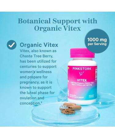 Pink Stork Vitex Supplement for Women | 1000 mg Organic Chaste Tree Berry for Hormone Balance & Fertility | 60 Capsules for Ovulation & Conception - Buy Online on GoSupps.com